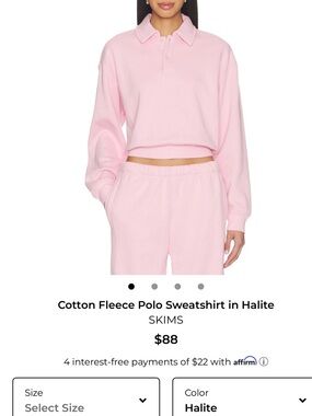 SKIMS Cotton Fleece Straight Leg Pant in Halite Pink